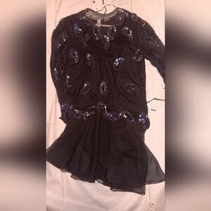 Vintage NINA Couture Blue And Black Sequins Blouse